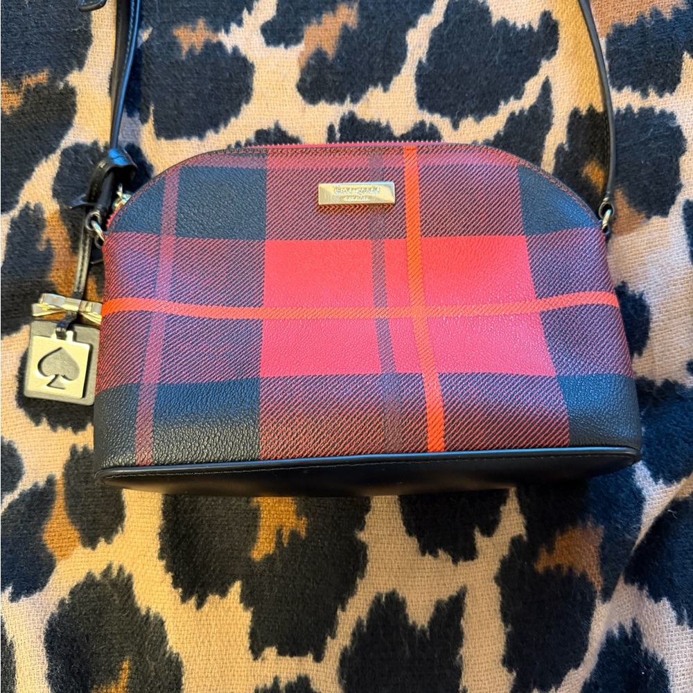 Kate Spade  Brightwater Drive Hanna Crossbody Bag in a red carpet plaid pattern